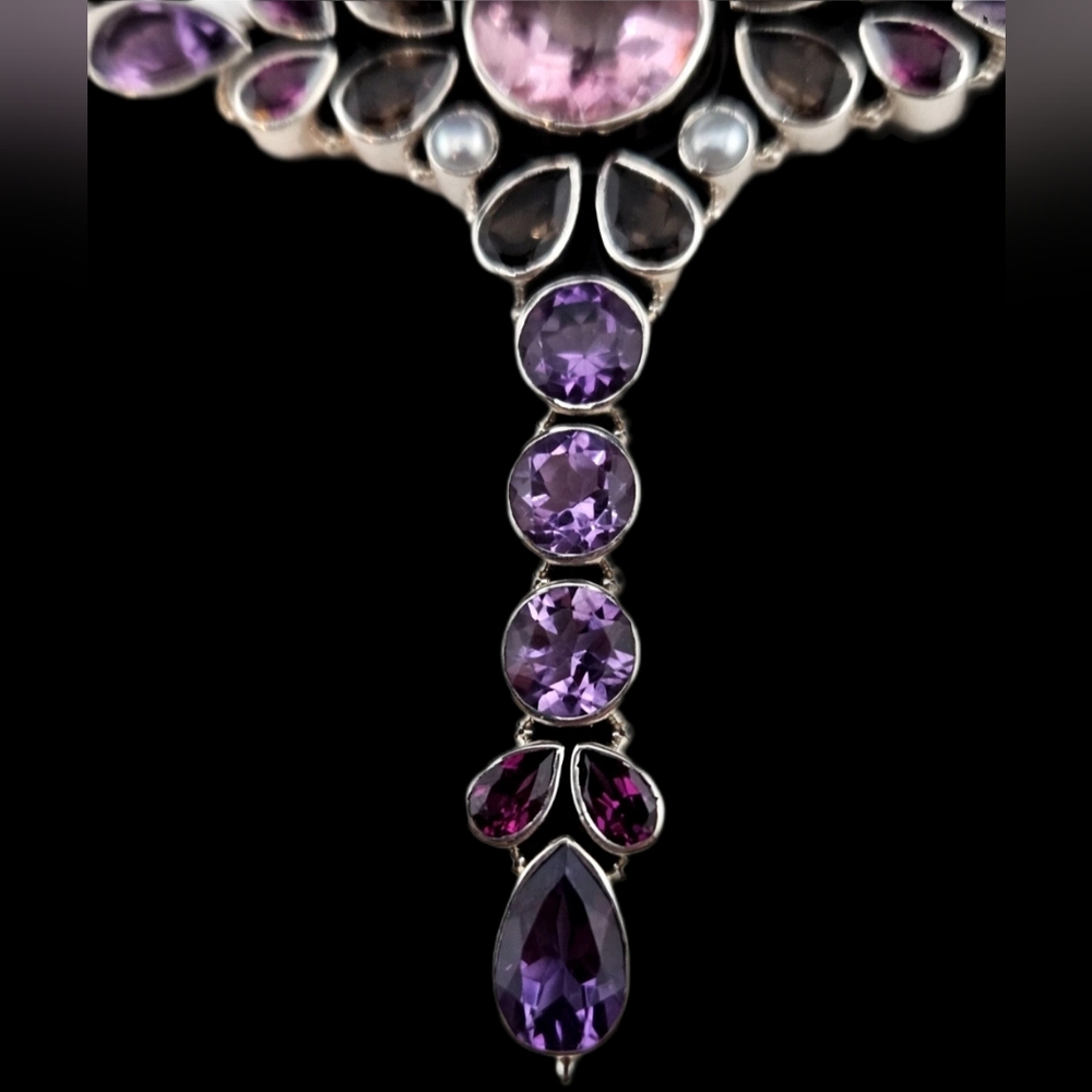Nicky Butler 925 Sterling Silver Designer Pink Quartz Rhodolite Garnet Pendant - Picture 3 of 8